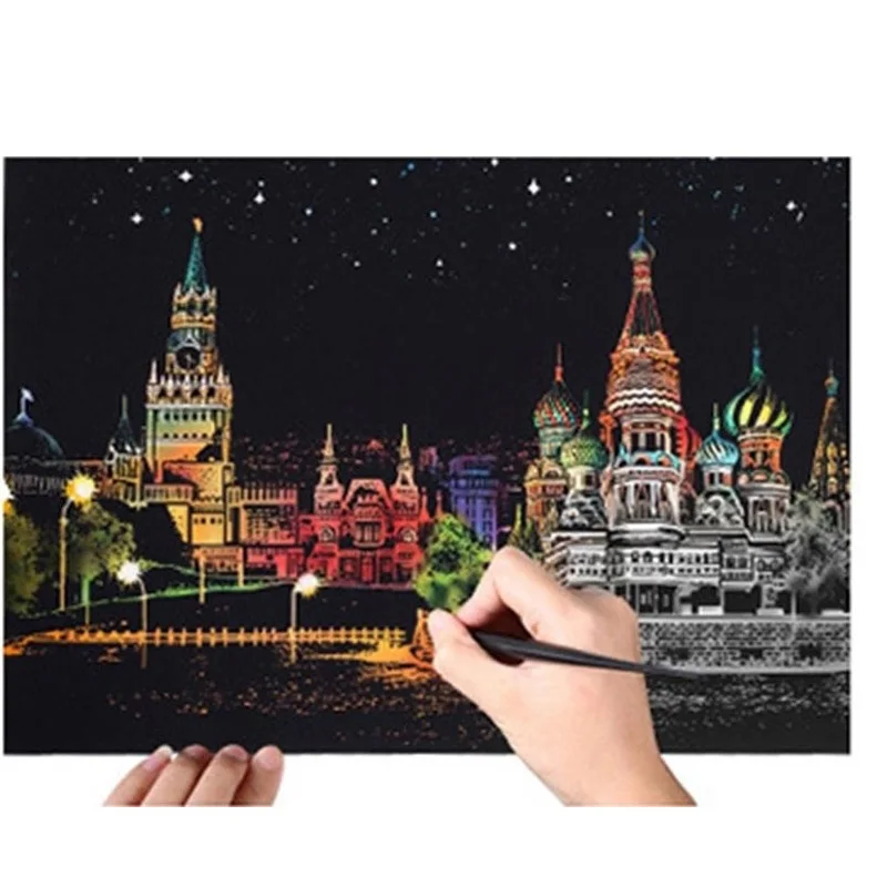 40*28.5 cm Scratch City Night View Scraping Painting Kids Urban Night View Scratch Pictures Paper Painting Birthday Gift
40*28.5 cm Scratch City Night View Scraping Painting Kids Urban Night View Scratch Pictures Paper Painting Birthday Gift