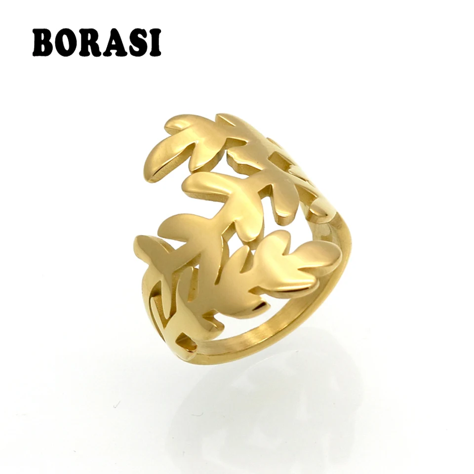 BORASI Brand Cocktail Party Rings For Woman Stainless Steel Gold Colors Leaf Hollow Out Female Rings Engagement Wedding Jewelry
BORASI Brand Cocktail Party Rings For Woman Stainless Steel Gold Colors Leaf Hollow Out Female Rings Engagement Wedding Jewelry