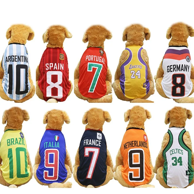 Hot-Lente-Pet-Zomer-Kleding-voor-Honden-Tshirt-NBA-Jersey-Voetbal-Wk-Jersey-Stijl-Zachte-Ademend_