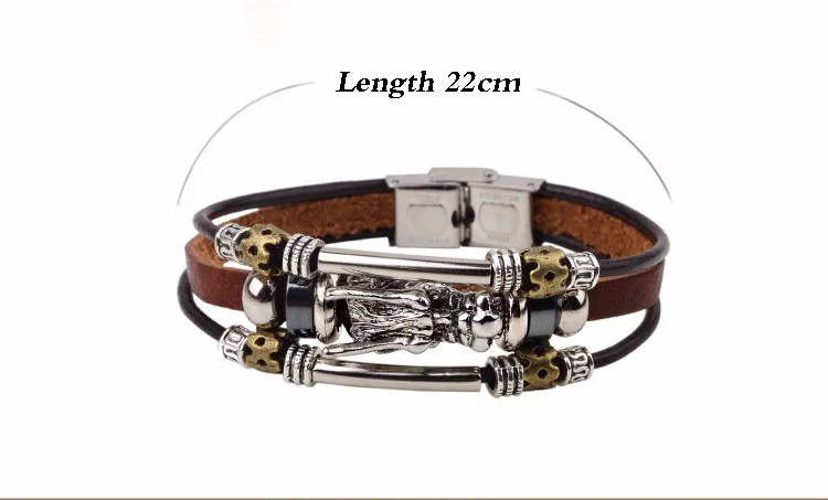 bracelet men Accessoires homme 2016 Tibetan silver men leather bracelet fashion male vintage parataxis dragon Multilayer jewelry 46