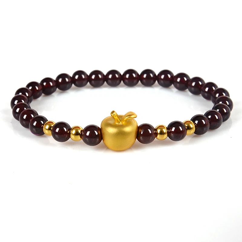 999 Gold Bracelet 24K 3D Hard Gold Gold Apple Bracelet Garnet Transfer Bead Road Pass Christmas Eve Christmas Gift 6.3inchL
999 Gold Bracelet 24K 3D Hard Gold Gold Apple Bracelet Garnet Transfer Bead Road Pass Christmas Eve Christmas Gift 6.3inchL