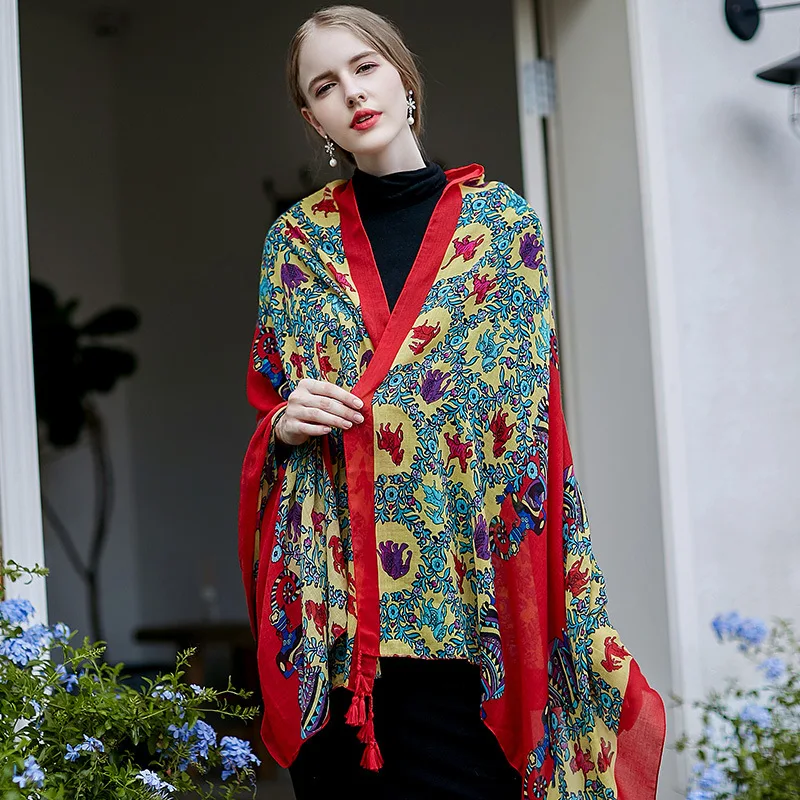 Bohemian folk style Summer Beach towel Scarf Women Tassel design silk Scarves Luxury lady Girl Holiday scarf 90*180cm
Bohemian folk style Summer Beach towel Scarf Women Tassel design silk Scarves Luxury lady Girl Holiday scarf 90*180cm