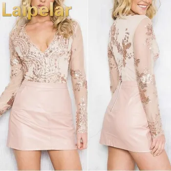 Laipelar 2018 Autumn Gold sequin embroidery jumpsuit elegant romper Transparent mesh sleeve playsuit women Deep v neck overalls
Laipelar 2018 Autumn Gold sequin embroidery jumpsuit elegant romper Transparent mesh sleeve playsuit women Deep v neck overalls