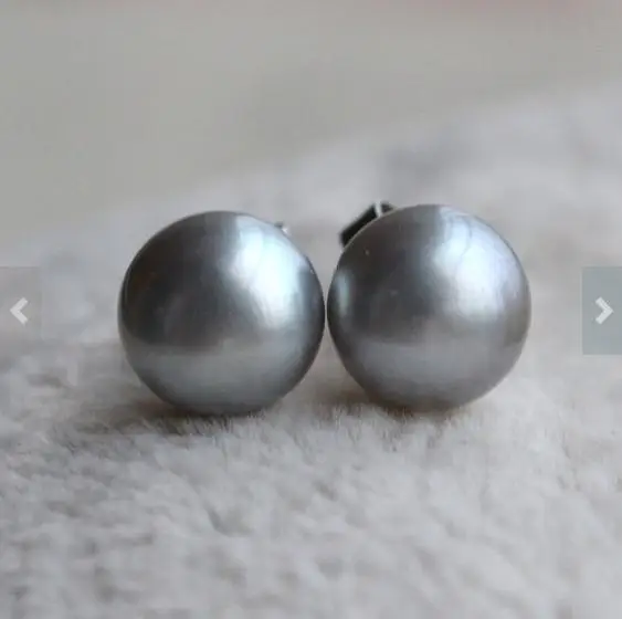 

Natural Pearl 925 Silver Sterling Stud Earrings,AAA 6.5-7MM Grey Color Freshwater Pearls Earring,Fashion Lady's Gift