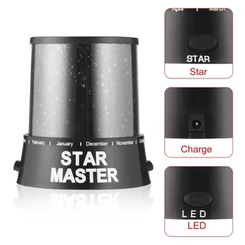 Night Romatic Gift Home Cosmos Star Sky Master Projector Starry Night Light Lamp LED Romantic Flashing Star Moon Sky