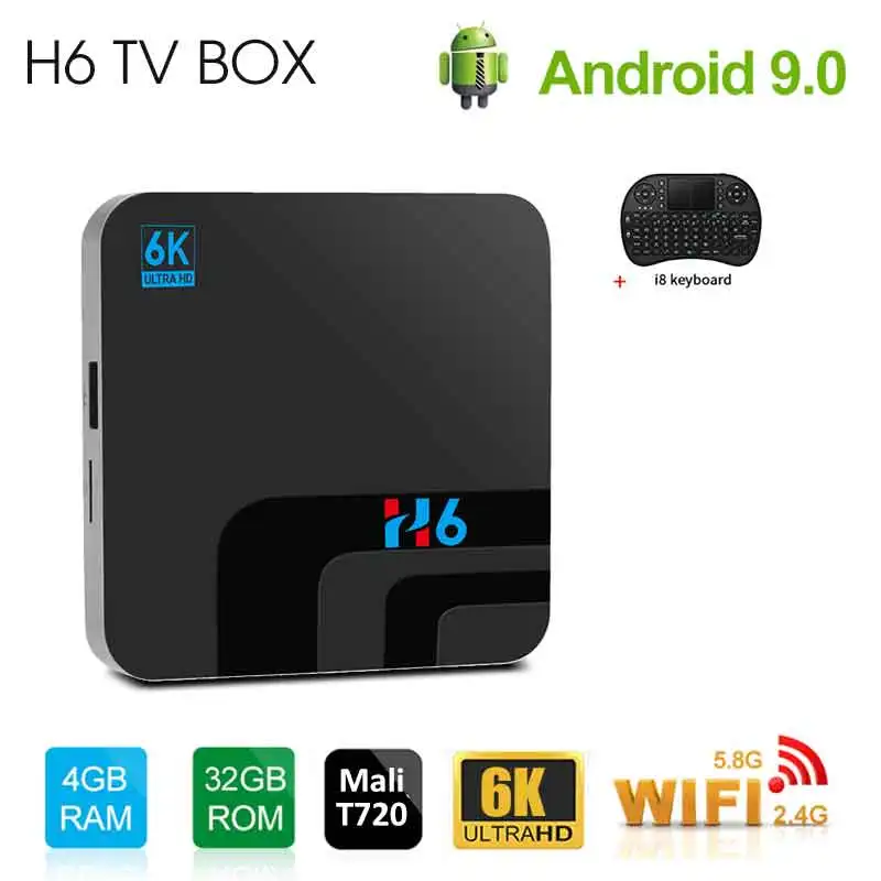 H6 Android 9.0 Smart TV Box 6K Ultra HD2.0 SIM Card USB3.0 2G16G/4G32G Quad Core Media 2.4G WIFI Bluetooth H.265 Smart Media
H6 Android 9.0 Smart TV Box 6K Ultra HD2.0 SIM Card USB3.0 2G16G/4G32G Quad Core Media 2.4G WIFI Bluetooth H.265 Smart Media