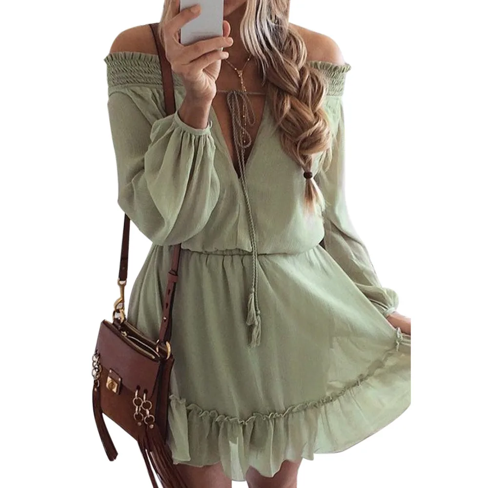 Green Pink Women Casual Chiffon Sexiness Of Slash Neck Bohemian Loose Dress Female Spring Summer Casual Vintage Sweet Dress A20
Green Pink Women Casual Chiffon Sexiness Of Slash Neck Bohemian Loose Dress Female Spring Summer Casual Vintage Sweet Dress A20