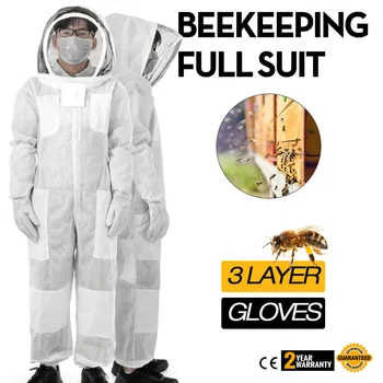 White Breathable Full Body Beekeeping Suit 3 Layers With Veil and Gloves
White Breathable Full Body Beekeeping Suit 3 Layers With Veil and Gloves