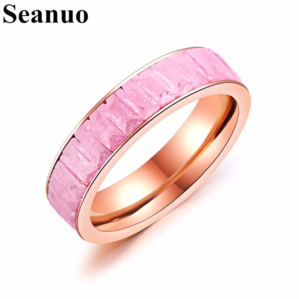 Seanuo Shining Rose Gold Color Crystal Column Pink Women Wedding Rings Jewelry Fashion Elegant Lady Stainless Steel Party Rings
Seanuo Shining Rose Gold Color Crystal Column Pink Women Wedding Rings Jewelry Fashion Elegant Lady Stainless Steel Party Rings