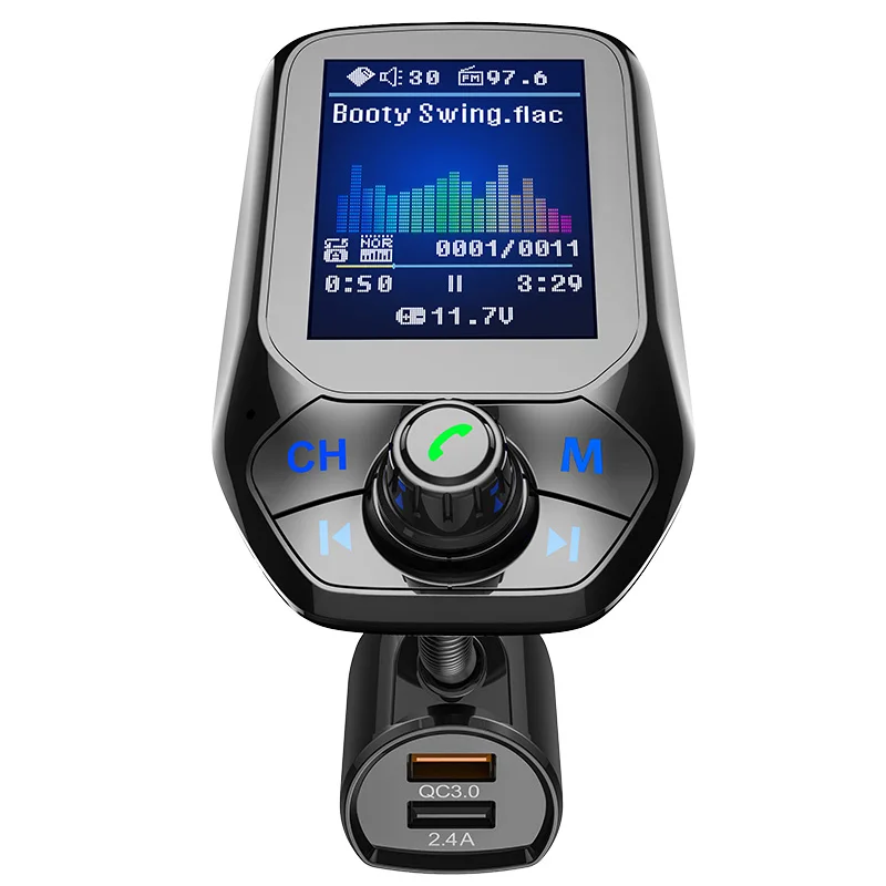 

Car FM transmitter car MP3 player hands-free calling Bluetooth receiver U disk / TF card aux lossless music QC3.0 fast charger