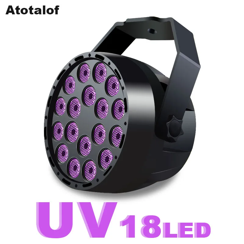 

Atotalof UV LED Stage Light 18W Par Light DMX512 Master-Slave LED DMX Stage Lighting Effect for DJ Club Disco KTV Party Light