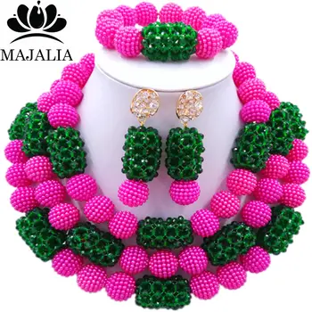 Majalia Classic Fashion Nigerian Wedding African Jewelery Set Hot pink and Green Crystal Necklace Bride Jewelry Sets 3SZ009
Majalia Classic Fashion Nigerian Wedding African Jewelery Set Hot pink and Green Crystal Necklace Bride Jewelry Sets 3SZ009