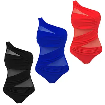 Women One Piece One Shoulder Mesh Bodysuits Swimwear Plus Size Padded Monokini Bathing Suit
Women One Piece One Shoulder Mesh Bodysuits Swimwear Plus Size Padded Monokini Bathing Suit