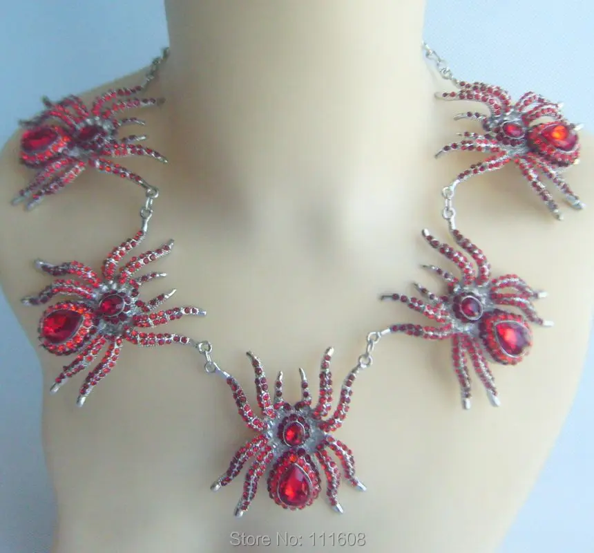 Rhinestone Necklace Earring Set, Halloween 5 Spider Necklace Earring Set Red Rhinestone Crystal Insect, Holiday Gifts SET08476C2
Rhinestone Necklace Earring Set, Halloween 5 Spider Necklace Earring Set Red Rhinestone Crystal Insect, Holiday Gifts SET08476C2
