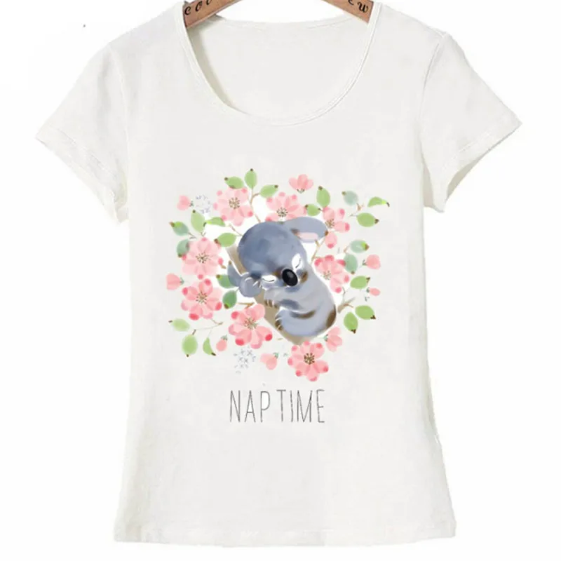 New Summer Fashion Women T Shirt Koala Nap Time under Pink Flowers Watercolor T Shirt Cute short sleeve t-shirts for girl
New Summer Fashion Women T Shirt Koala Nap Time under Pink Flowers Watercolor T Shirt Cute short sleeve t-shirts for girl