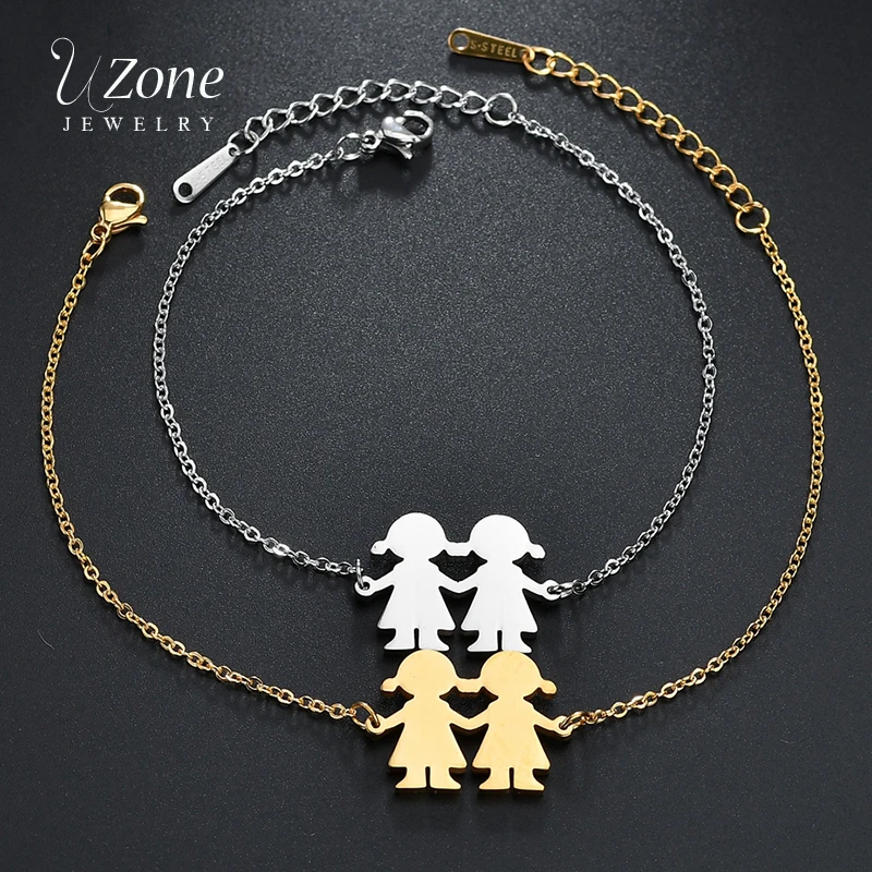 UZone Simple Two Girls Family Bracelet Stainless Steel Sisters Daughter Chain Bracelet For Men Women Bff Gift Frauen Armband
UZone Simple Two Girls Family Bracelet Stainless Steel Sisters Daughter Chain Bracelet For Men Women Bff Gift Frauen Armband