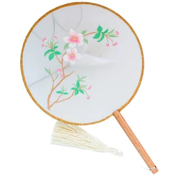 DIY Embroidery Double-sided Silk Transparency Photography Props Arts Crafts Sewing Decor Chinese Style Round Fans for Gift