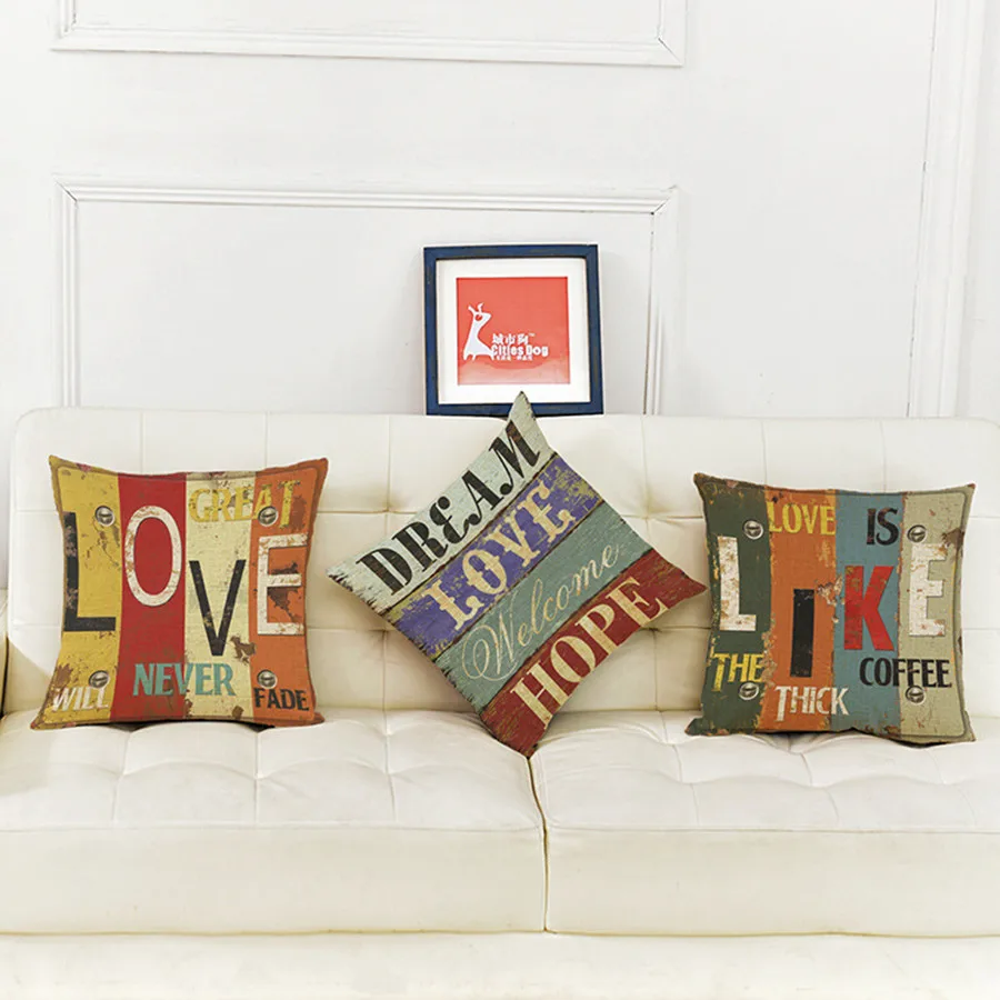 Vintage Letters Style Cotton Linen Cushion Creative Letters Love Pattern Throw Pillow Pillowcase Home Decor Valentine's Day Gift
Vintage Letters Style Cotton Linen Cushion Creative Letters Love Pattern Throw Pillow Pillowcase Home Decor Valentine's Day Gift