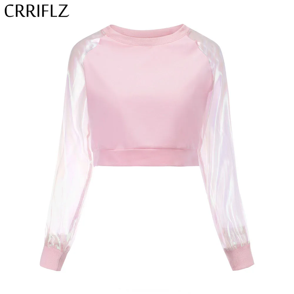 Personality Navel Short Sweatshirts Women Mesh Sleeve Stitching Sun Protection Clothing 2019 Spring Summer
Personality Navel Short Sweatshirts Women Mesh Sleeve Stitching Sun Protection Clothing 2019 Spring Summer