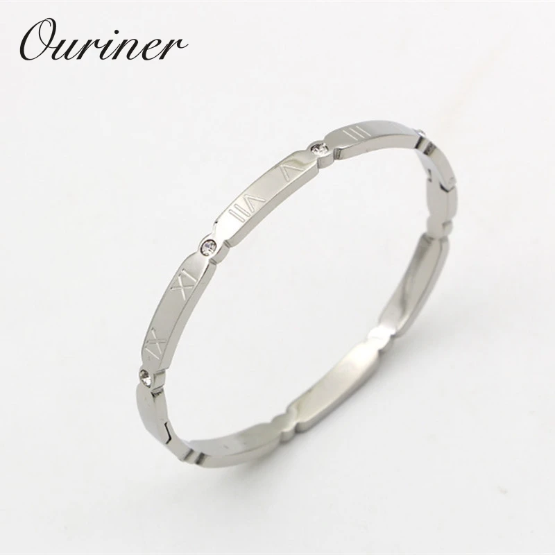 Brand Jewelry Women Bangles Stainless Steel Gold-Color Crystal Bracelet Carving Roman Numerals Bangle & Bracelet K0103-1
Brand Jewelry Women Bangles Stainless Steel Gold-Color Crystal Bracelet Carving Roman Numerals Bangle & Bracelet K0103-1