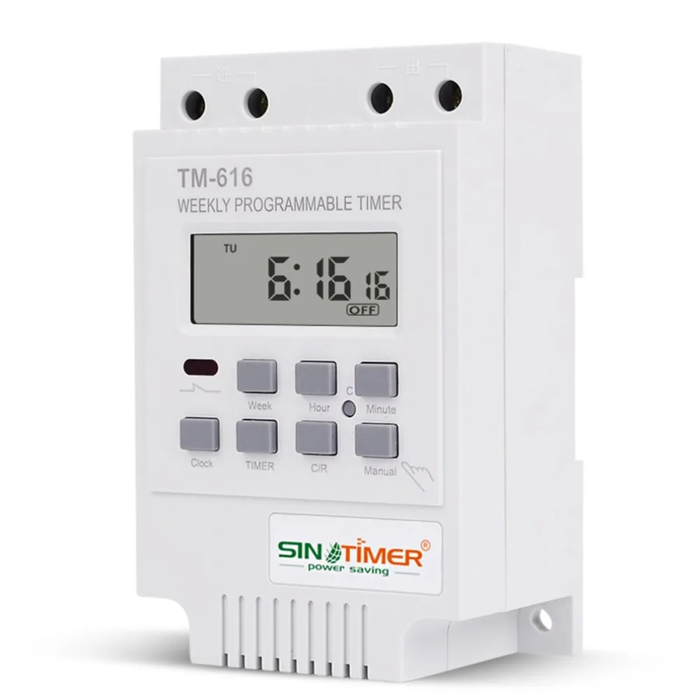 SINOTIMER TM616W-2 30A 220V Electronic Weekly Programmable Digital TIME SWITCH Relay Timer Control Timer Din Rail Mount
SINOTIMER TM616W-2 30A 220V Electronic Weekly Programmable Digital TIME SWITCH Relay Timer Control Timer Din Rail Mount