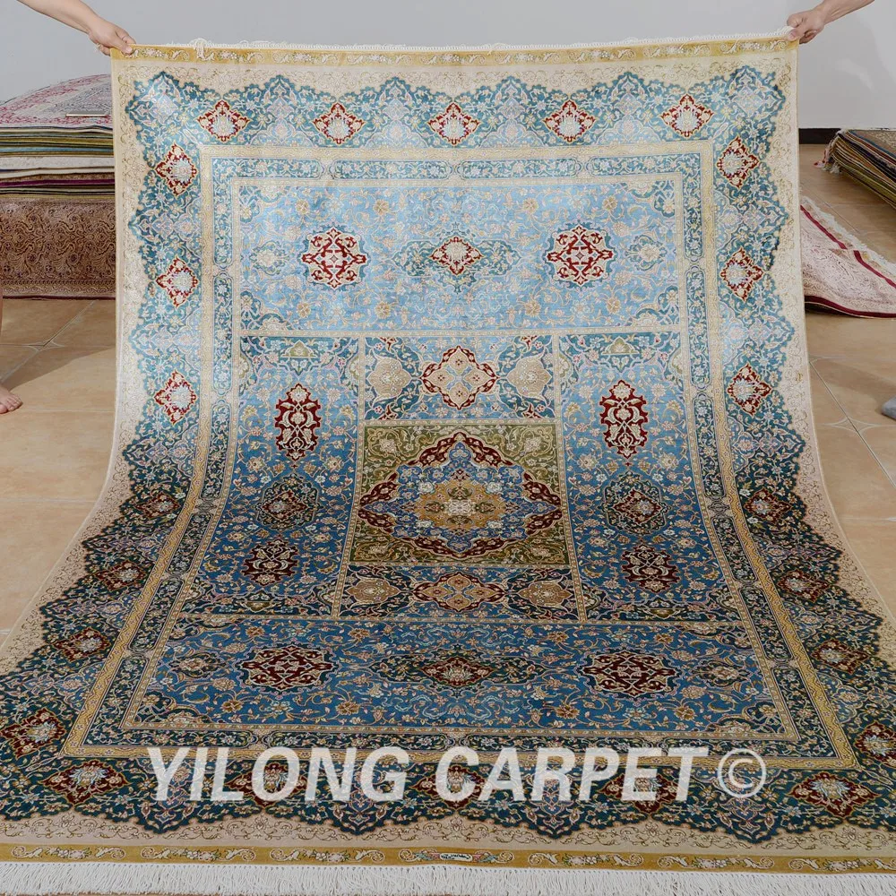 Yilong 5.5'x8' turkish silk carpets rectangle handmade silk oriental rug (0210)
Yilong 5.5'x8' turkish silk carpets rectangle handmade silk oriental rug (0210)