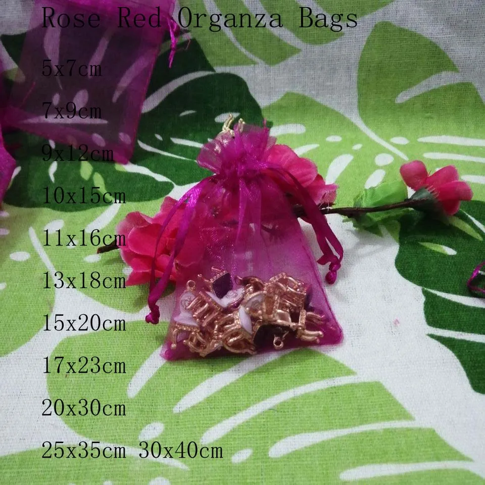 Rose Red Organza Bags 100pcs/Lot 7x9 9x12 10x15 13x18 15x20 17x23 cm Jewelry Drawstring Bags Christmas/Wedding/Gift Packing Bags
Rose Red Organza Bags 100pcs/Lot 7x9 9x12 10x15 13x18 15x20 17x23 cm Jewelry Drawstring Bags Christmas/Wedding/Gift Packing Bags