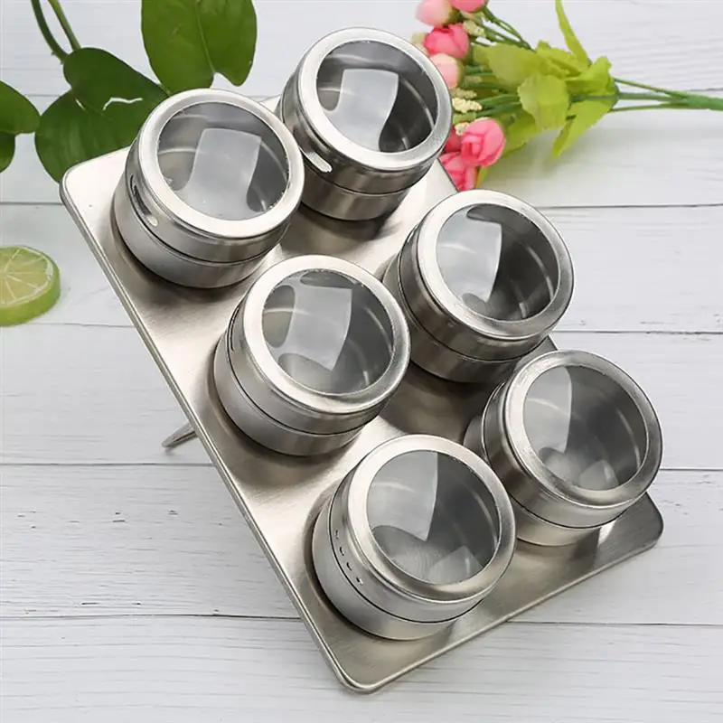 6PCS Magnetic Spice Jar Stickers Stainless Steel Spice Jar Set With Stickers Pepper Shakers Salt Pepper Set Seasoning Sprays
6PCS Magnetic Spice Jar Stickers Stainless Steel Spice Jar Set With Stickers Pepper Shakers Salt Pepper Set Seasoning Sprays