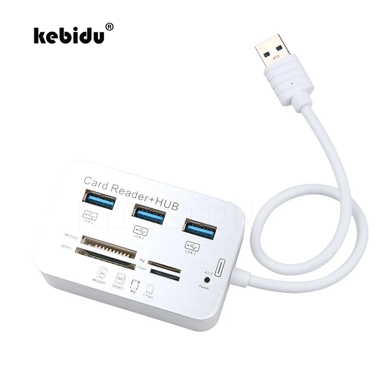 Мультиконцентратор kebidu Mini USB 3 0 с кардридером и кардридером|USB-хабы| |