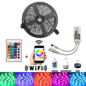 WiFi LED Strip Light SMD5050 60led RGB Tape Diode Neon Ribbon tira fita 12V Flexible Light String With WiFI Controller adapter
WiFi LED Strip Light SMD5050 60led RGB Tape Diode Neon Ribbon tira fita 12V Flexible Light String With WiFI Controller adapter
