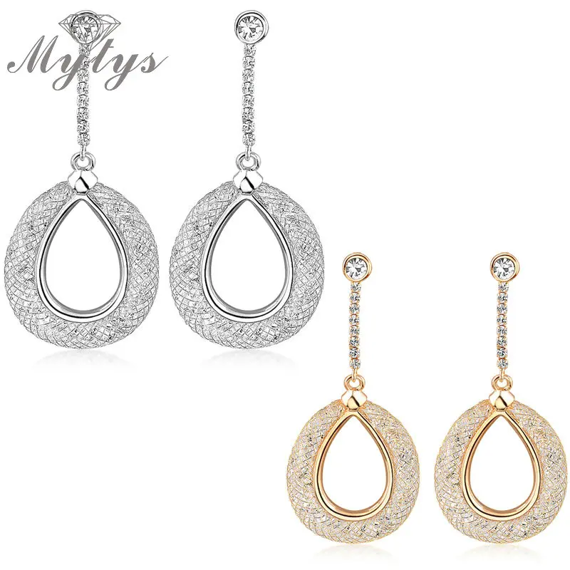 Image Fashion Gold mesh net Stardust Cubic Zirconia earring  gold and silver color women earrings E725 E726