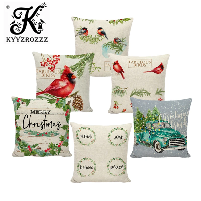 New Christmas Cushion Cover Two Red Birds Green Car Tree Decorative Pillows Cover Home Hotel Party Supplies Throw Pillowcase
New Christmas Cushion Cover Two Red Birds Green Car Tree Decorative Pillows Cover Home Hotel Party Supplies Throw Pillowcase