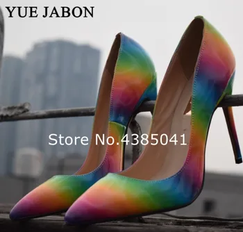 2019 New Pointed Toe Shoes Women Colorful Rainbow Printed Pumps 8cm/10cm/12cm High Heels Pattern Leather Stilettos Big Size 43
2019 New Pointed Toe Shoes Women Colorful Rainbow Printed Pumps 8cm/10cm/12cm High Heels Pattern Leather Stilettos Big Size 43