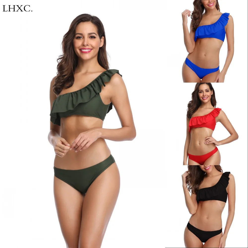 Solid Color Oblique Shoulder Bikini Sexy Two Pieces Large V Neckline Low Waist 2019 Women Biquini Push Up Swimwear Beach Wear
Solid Color Oblique Shoulder Bikini Sexy Two Pieces Large V Neckline Low Waist 2019 Women Biquini Push Up Swimwear Beach Wear