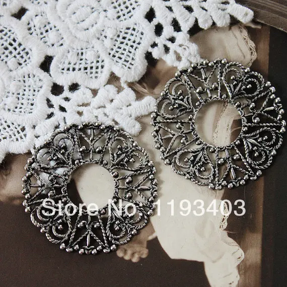 

20PCS Antiqued Silver plated brass Filigree Jewelry Setting Cab Base Connector Finding (FILIG-AS-20)