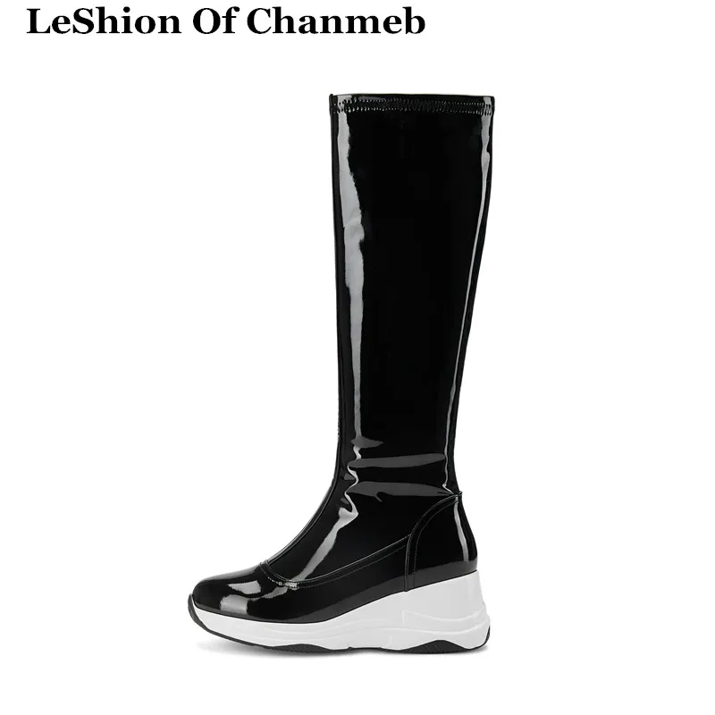 Stretch Patent PU Leather Knee High Boots for Women Autumn Winter Warm Sneaker Boots Woman's Platforms Round Toe Wedges Shoes
Stretch Patent PU Leather Knee High Boots for Women Autumn Winter Warm Sneaker Boots Woman's Platforms Round Toe Wedges Shoes