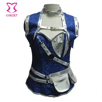 Blue/Silver Gothic Steel Boned Corset Overbust Vintage Sexy Espartilhos E Corpetes Corsets Plus Size Women Steampunk Clothing
Blue/Silver Gothic Steel Boned Corset Overbust Vintage Sexy Espartilhos E Corpetes Corsets Plus Size Women Steampunk Clothing