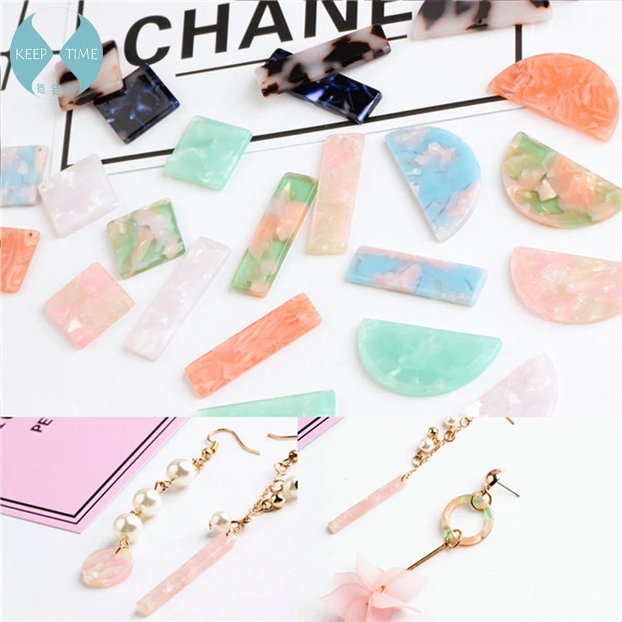 

DIY earrings pendants jewelry materials accessories South Korea imports acetic acid fresh green green square long