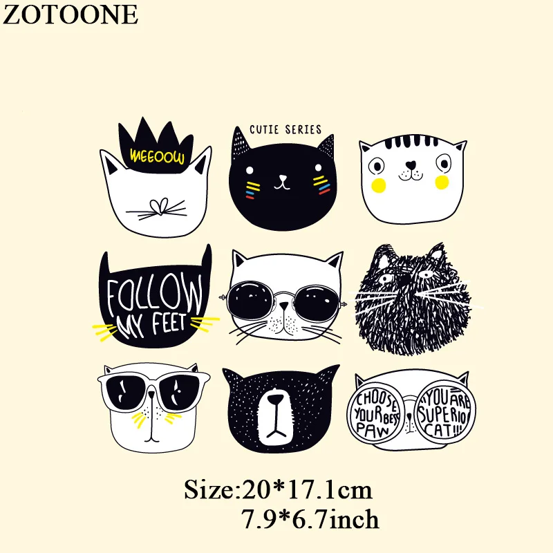 ZOTOONE 9 Designs Black Graffiti Cute Cat face Patch Iron-on Transfers Applique Children Clothing Stickers A-level Washable DIY
ZOTOONE 9 Designs Black Graffiti Cute Cat face Patch Iron-on Transfers Applique Children Clothing Stickers A-level Washable DIY