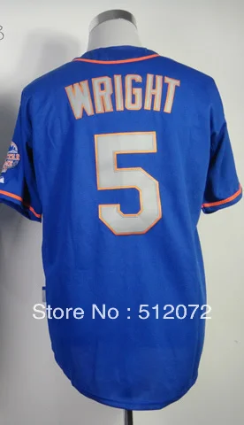#5 David Wright Men's Authentic Alternate Road Blue Cool Base Baseball Jersey | Спорт и развлечения