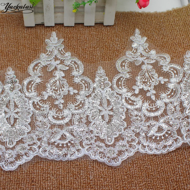 YACKALASI 5 Yards/Lot Bridal Dress Lace 3D Floral Sequined Wedding Appliqued Sashes Flower Embroidered Lace Scalloped 26CM
YACKALASI 5 Yards/Lot Bridal Dress Lace 3D Floral Sequined Wedding Appliqued Sashes Flower Embroidered Lace Scalloped 26CM