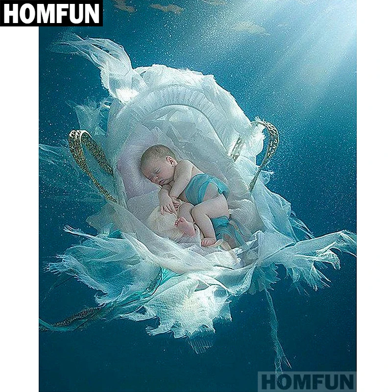 

HOMFUN Full Square/Round Drill 5D DIY Diamond Painting "Sea baby" Embroidery Cross Stitch 5D Home Decor Gift A01568