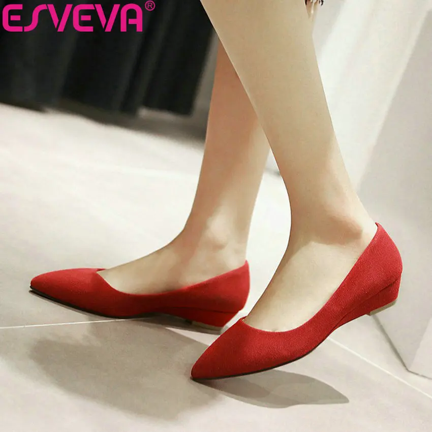 ESVEVA 2019 Low Heels Women Pumps Shoes Sweet Style Wedges Heels Slip on Flock Pointed Toe Shoes Women Pumps Shallow Shoes 34-43
ESVEVA 2019 Low Heels Women Pumps Shoes Sweet Style Wedges Heels Slip on Flock Pointed Toe Shoes Women Pumps Shallow Shoes 34-43