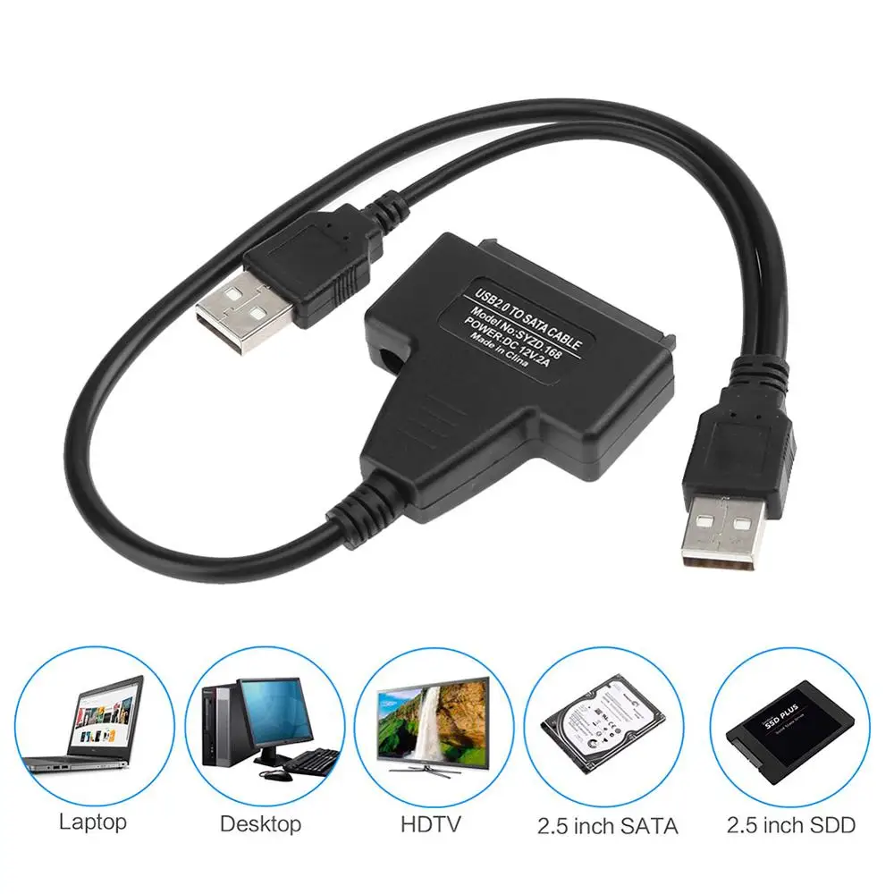 SATA Cable USB 2.0 to Sata Adapter External Power for 2.5 inch/3.5 inch SSD Hard Disk Drive Converter Cable for Desktop Laptop
SATA Cable USB 2.0 to Sata Adapter External Power for 2.5 inch/3.5 inch SSD Hard Disk Drive Converter Cable for Desktop Laptop