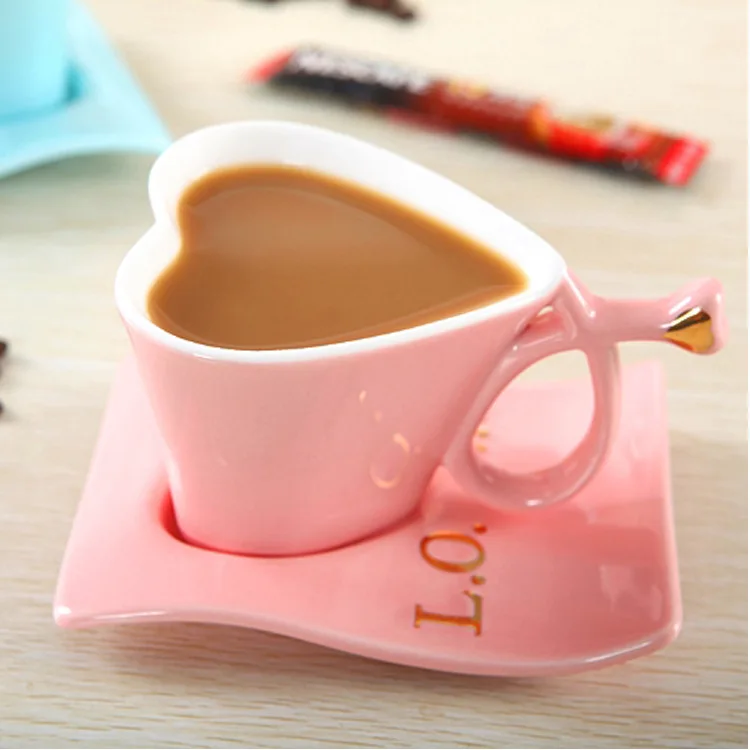 Creative Heart-shaped Ceramic Cup Coffee Heart-shaped Cup with Plate Valentine's Day Gift Mother's Day Gift Coffee Mug
Creative Heart-shaped Ceramic Cup Coffee Heart-shaped Cup with Plate Valentine's Day Gift Mother's Day Gift Coffee Mug