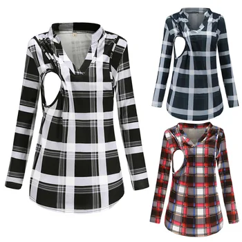 Spring Casual Maternity Blouse V-Neck Plaid Printing Pregnant Shirts with Breastfeeding Long Sleeve Pregnancy Clothing Tops
Spring Casual Maternity Blouse V-Neck Plaid Printing Pregnant Shirts with Breastfeeding Long Sleeve Pregnancy Clothing Tops