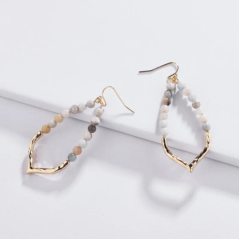 2019 Spring Summer New design Jewelry Accessory Water Drop Shape Metal Natural Stone Beaded Dangle Earrings
2019 Spring Summer New design Jewelry Accessory Water Drop Shape Metal Natural Stone Beaded Dangle Earrings
