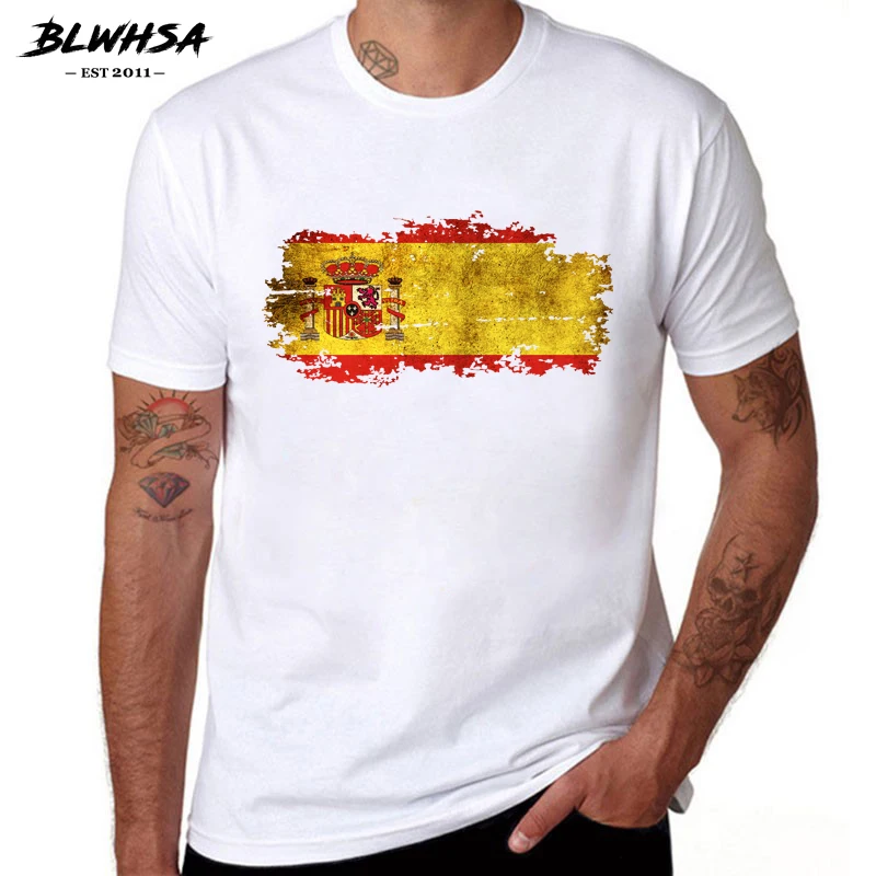 BLWHSA Spain Flag T shirt Men Funny Casual Short Sleeve 100% Cotton Summer T-shirts Printing Fashion Spanish flag Mens Tshirts
BLWHSA Spain Flag T shirt Men Funny Casual Short Sleeve 100% Cotton Summer T-shirts Printing Fashion Spanish flag Mens Tshirts