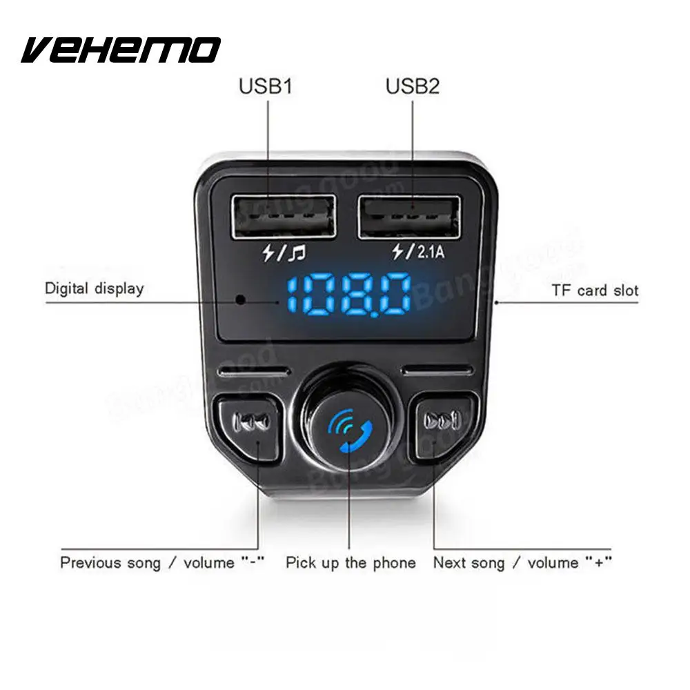5V/2.1A 2 USB Wireless Cigarette Charger FM Transmitter Car Charger TF Pin Car Bluetooth Mp3 Automotive Car Accessories
5V/2.1A 2 USB Wireless Cigarette Charger FM Transmitter Car Charger TF Pin Car Bluetooth Mp3 Automotive Car Accessories