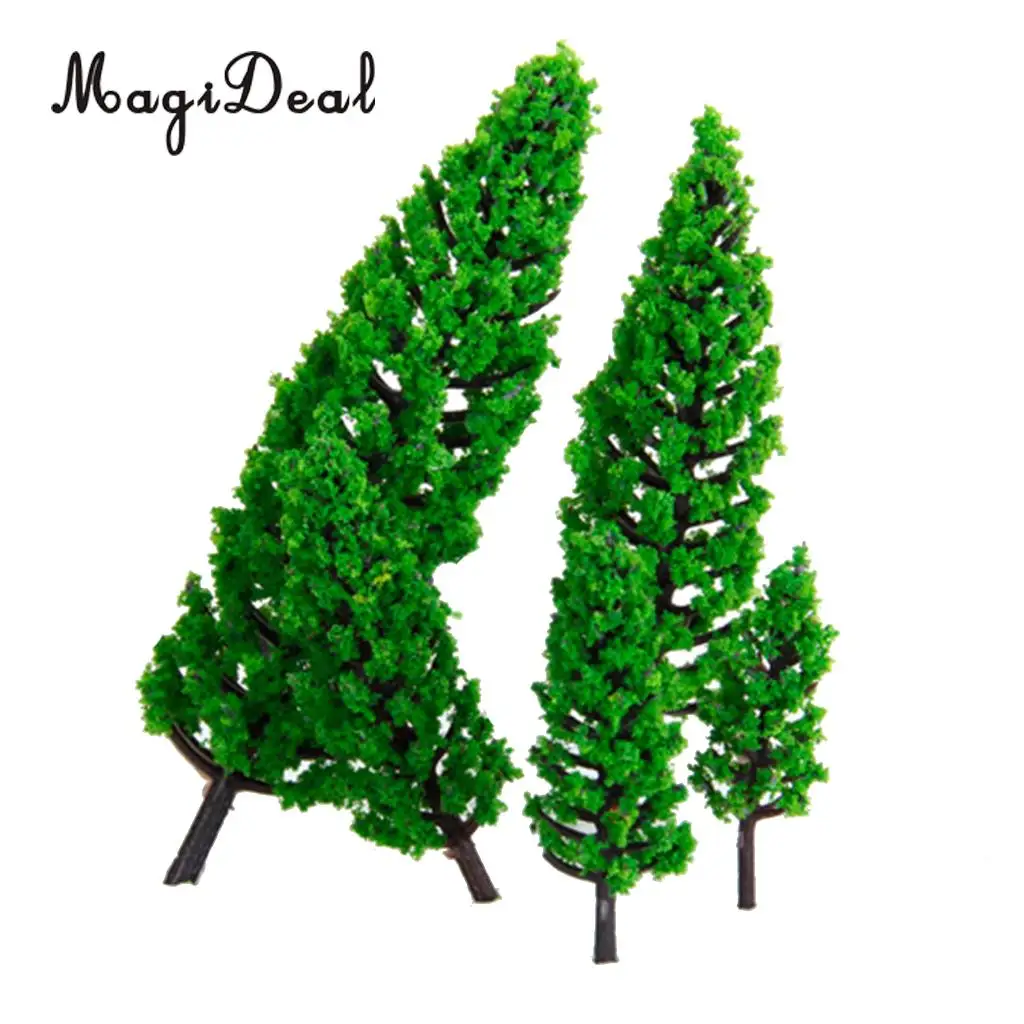 MagiDeal 10Pcs 1/50 Scale Green Train Set Scenery Landscape Plastic Model Tree for House Party Festival Xmas Garden Decor Layout